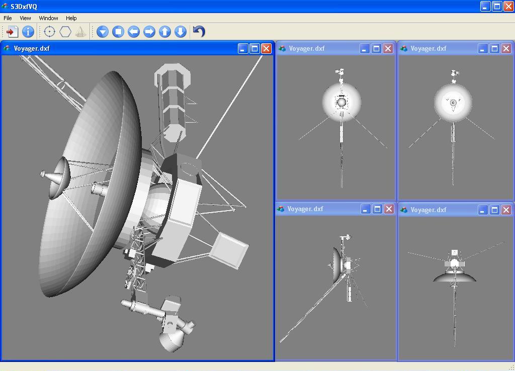 The displaying of the vector image of Voyager spacecraft by S3DxfVQ v.2.1, Viewer of DXF-files