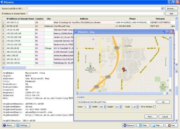 Screenshot of networking client _IPQuisEst_